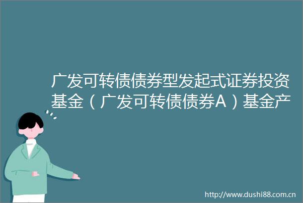 广发可转债债券型发起式证券投资基金（广发可转债债券A）基金产品资料概要更新