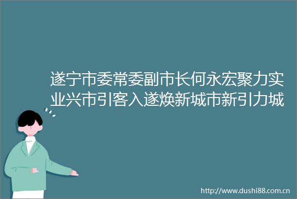 遂宁市委常委副市长何永宏聚力实业兴市引客入遂焕新城市新引力城势而上经济大省挑大梁四川进行时