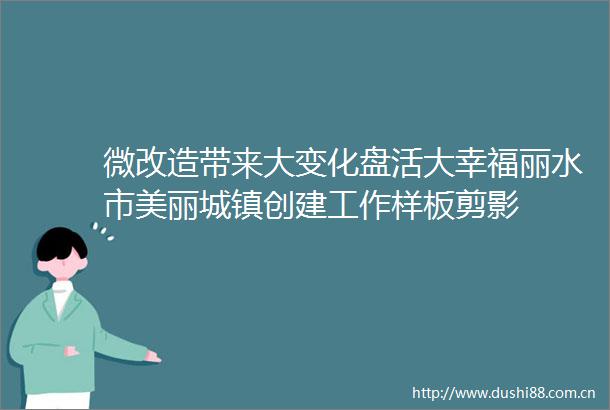 微改造带来大变化盘活大幸福丽水市美丽城镇创建工作样板剪影