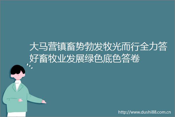 大马营镇畜势勃发牧光而行全力答好畜牧业发展绿色底色答卷
