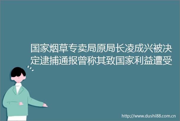 烟草专卖局原局长凌成兴被决定逮捕通报曾称其致遭受特别重大损失