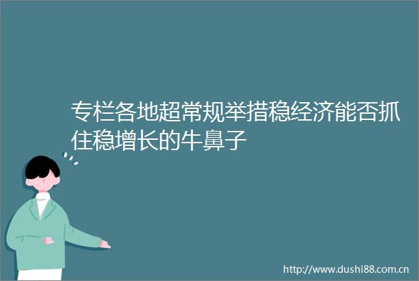 专栏各地超常规举措稳经济能否抓住稳增长的牛鼻子