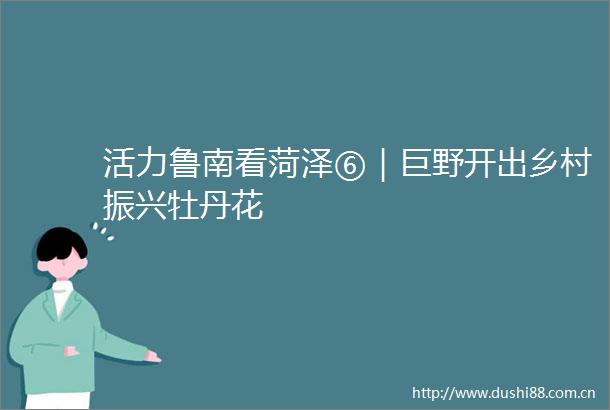 活力鲁南看菏泽⑥｜巨野开出乡村振兴牡丹花