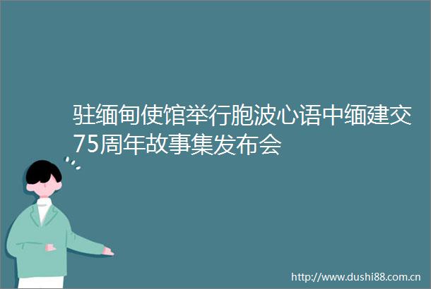 驻缅甸使馆举行胞波心语中缅建交75周年故事集发布会