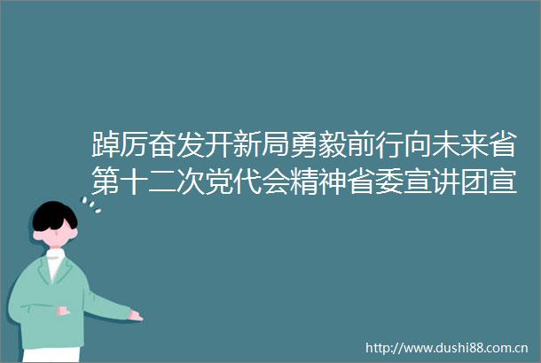 踔厉奋发开新局勇毅前行向未来省第十二次党代会精神省委宣讲团宣讲活动综述