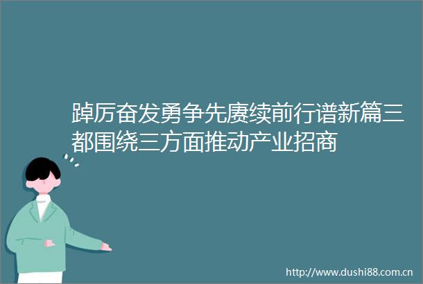 踔厉奋发勇争先赓续前行谱新篇三都围绕三方面推动产业招商