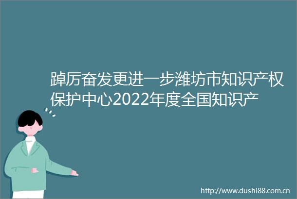 踔厉奋发更进一步潍坊市知识产权保护中心2022年度全国知识产权快速协同保护绩效考核再创佳绩