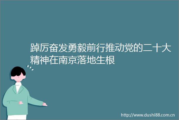 踔厉奋发勇毅前行推动党的二十大精神在南京落地生根