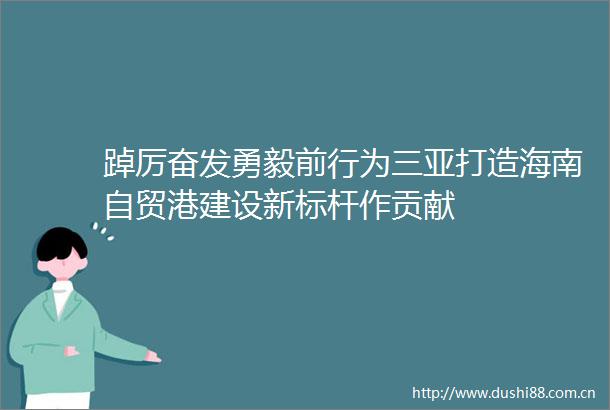 踔厉奋发勇毅前行为三亚打造海南自贸港建设新标杆作贡献