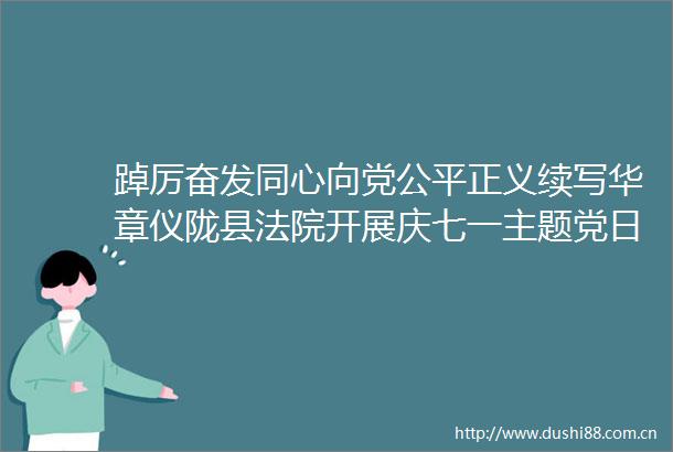 踔厉奋发同心向党公平正义续写华章仪陇县开展庆七一主题党日活动