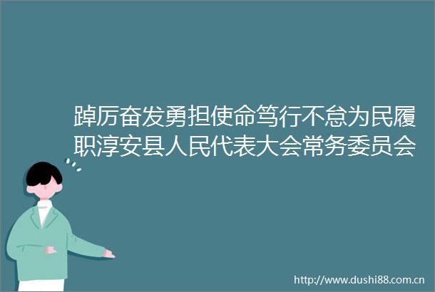 踔厉奋发勇担使命笃行不怠为民履职淳安县代表大会常务委员会2022年工作亮点回眸