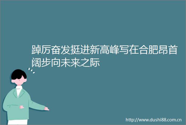 踔厉奋发挺进新高峰写在合肥昂首阔步向未来之际