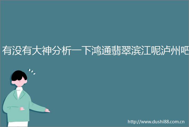 有没有大神分析一下鸿通翡翠滨江呢泸州吧