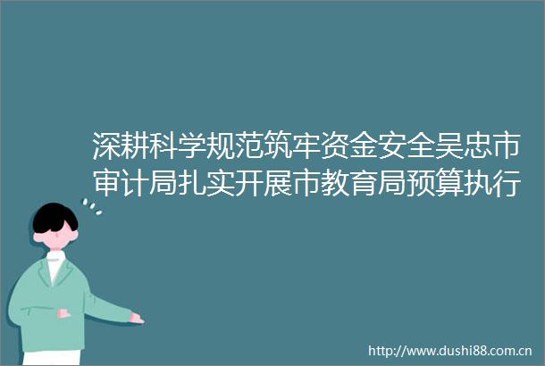 深耕科学规范筑牢资金安全吴忠市审计局扎实开展市教育局预算执行审计