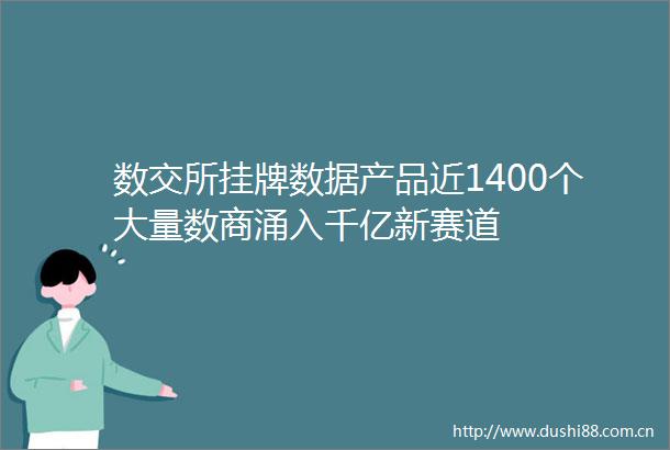 数交所挂牌数据产品近1400个大量数商涌入千亿新赛道