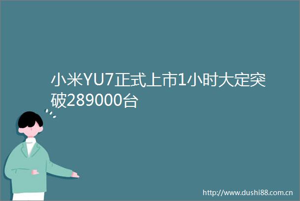 小米YU7正式上市1小时大定突破289000台