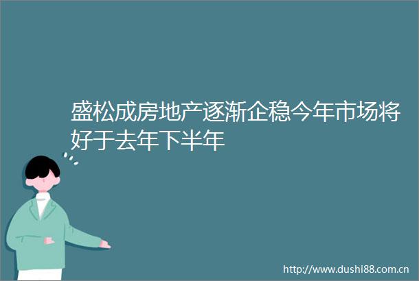 盛松成房地产逐渐企稳今年市场将好于去年下半年