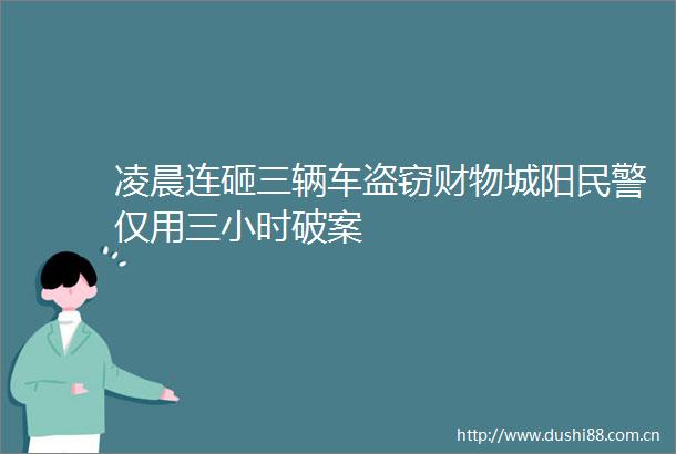 凌晨连砸三辆车盗窃财物城阳仅用三小时破案