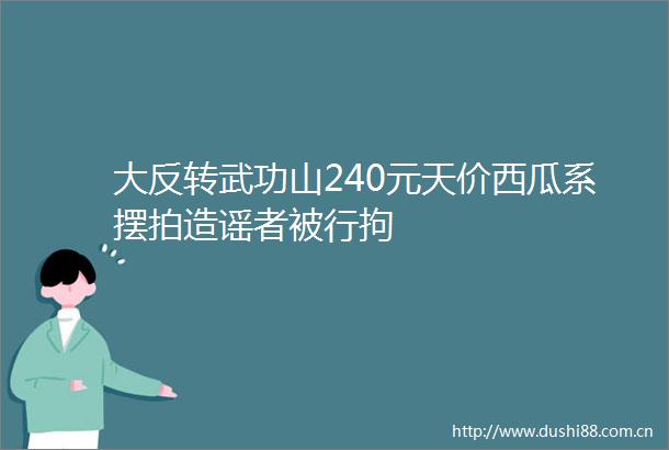 大反转武功山240元天价西瓜系摆拍造谣者被行拘