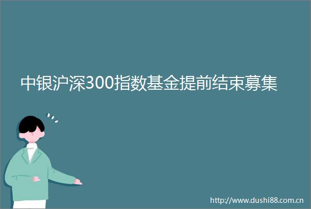 中银沪深300指数基金提前结束募集