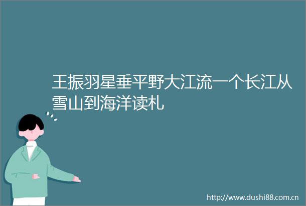 王振羽星垂平野大江流一个长江从雪山到海洋读札