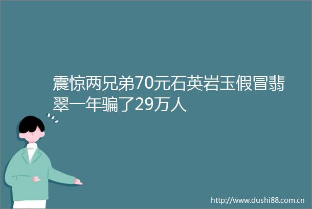 震惊两兄弟70元石英岩玉翡翠一年了29万人