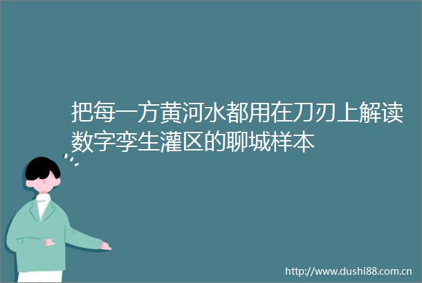把每一方黄河水都用在刀刃上解读数字孪生灌区的聊城样本