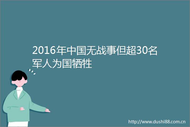 2016年无战事但超30名军人为国牺牲