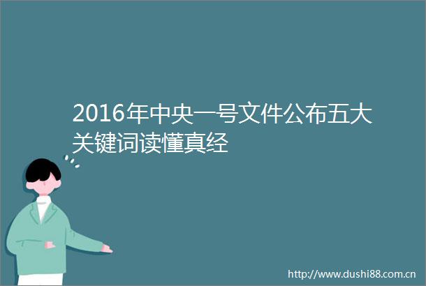 2016年中央一号文件公布五大关键词读懂真经