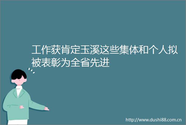 工作获肯定玉溪这些集体和个人拟被表彰为全省先进
