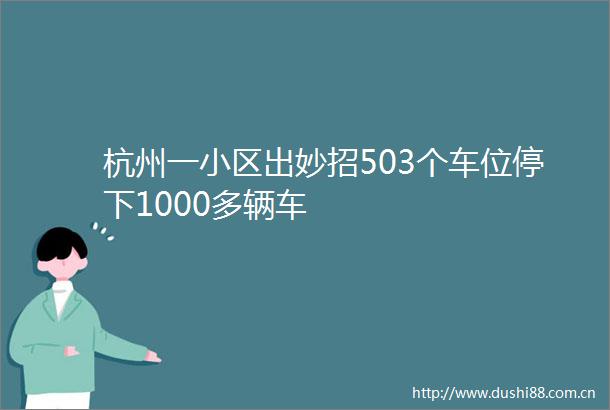 杭州一小区出妙招503个车位停下1000多辆车