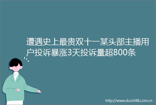 遭遇史上最贵双十一某头部主播用户暴涨3天量超800条退款占六成