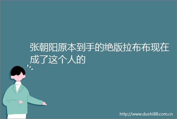 张朝阳原本到手的绝版拉布布现在成了这个人的