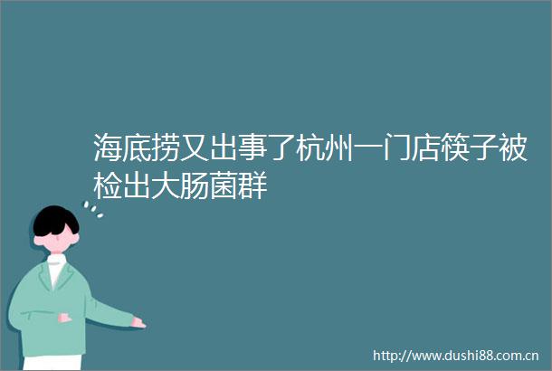 海底捞又出事了杭州一门店筷子被检出大肠菌群
