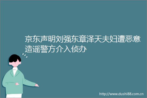 京东声明刘强东章泽天夫妇遭恶意造谣警方介入侦办