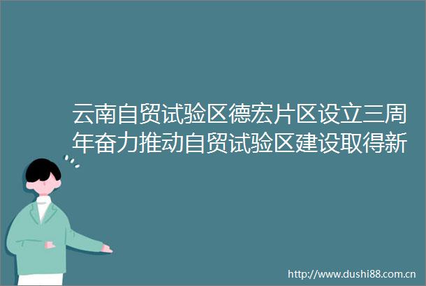 云南自贸试验区德宏片区设立三周年奋力推动自贸试验区建设取得新突破