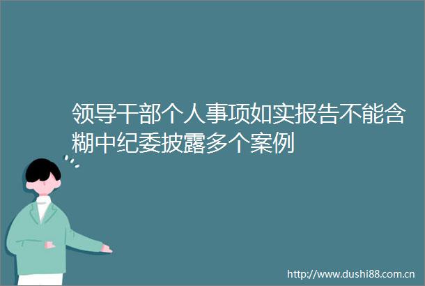 个人事项如实报告不能含糊中纪委披露多个案例