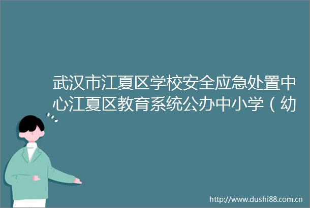 武汉市江夏区学校安全应急处置中心江夏区教育系统公办中小学（幼儿园）保安服务外包招标采购公告
