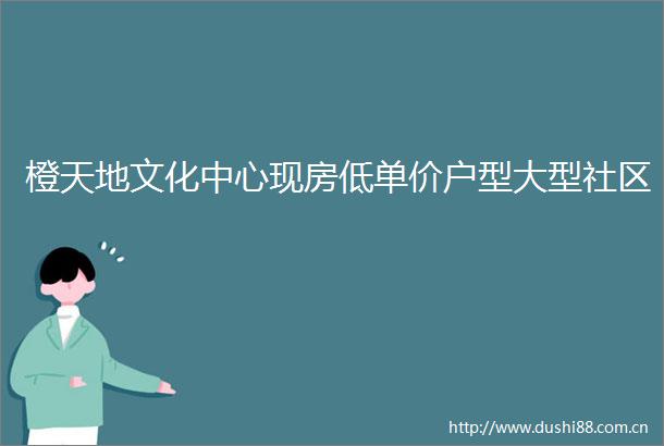 橙天地文化中心现房低单价户型大型社区