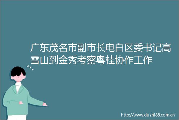 广东茂名市副市长电白区委书记高雪山到金秀考察粤桂协作工作