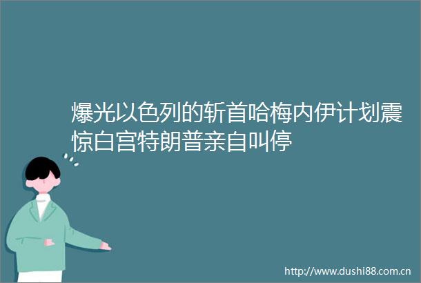 爆光以色列的斩首哈梅内伊计划震惊白宫特朗普亲自叫停