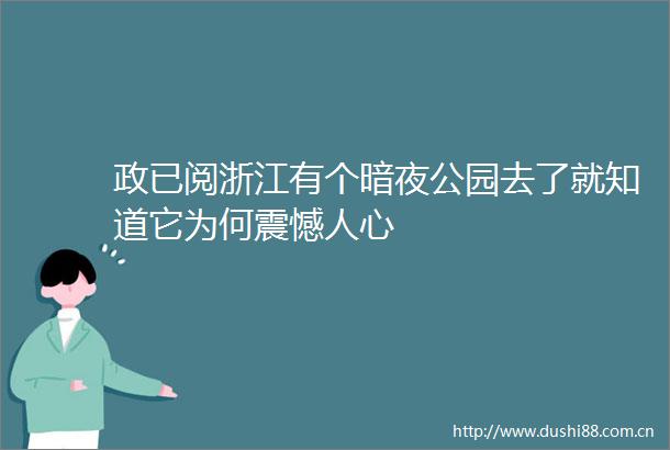 政已阅浙江有个暗夜公园去了就知道它为何震憾人心