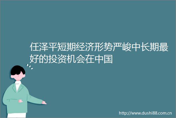 任泽平短期经济形势严峻中长期最好的投资机会在