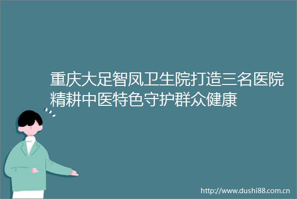 重庆大足智凤卫生院打造三名医院精耕中医特色守护群众健康