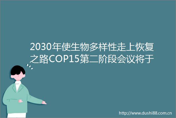 2030年使生物多样性走上恢复之路COP15第二阶段会议将于12月初举行