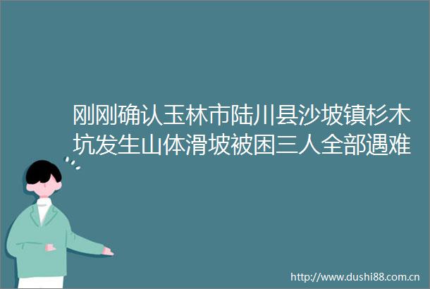 刚刚确认玉林市陆川县沙坡镇杉木坑发生山体滑坡被困三人全部遇难