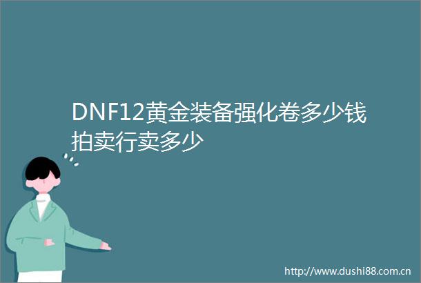 DNF12黄金装备强化卷多少钱拍卖行卖多少