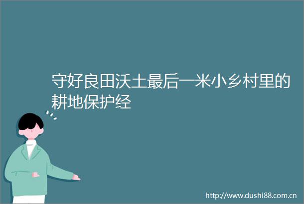 守好良田沃土最后一米小乡村里的耕地保护经