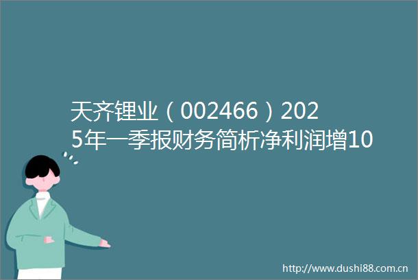 天齐锂业（002466）2025年一季报财务简析净利润增10268