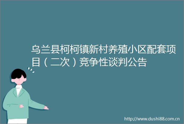 乌兰县柯柯镇新村养殖小区配套项目（二次）竞争性谈判公告